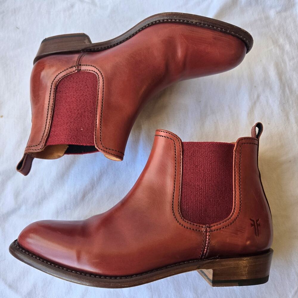 Frye Women's Leather Chelsea Ankle Boots Cognac Size 6 Made in Spain - Picture 4 of 9